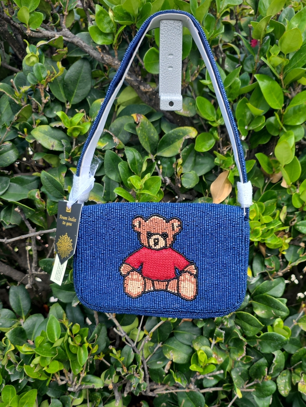 Teddy Bear Beaded Shoulder Bag